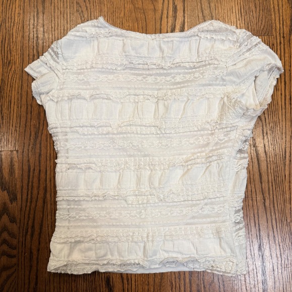 Good Days Project White Lace Tiered V-Neck Cap Sleeve Top Size XL - Picture 2 of 8